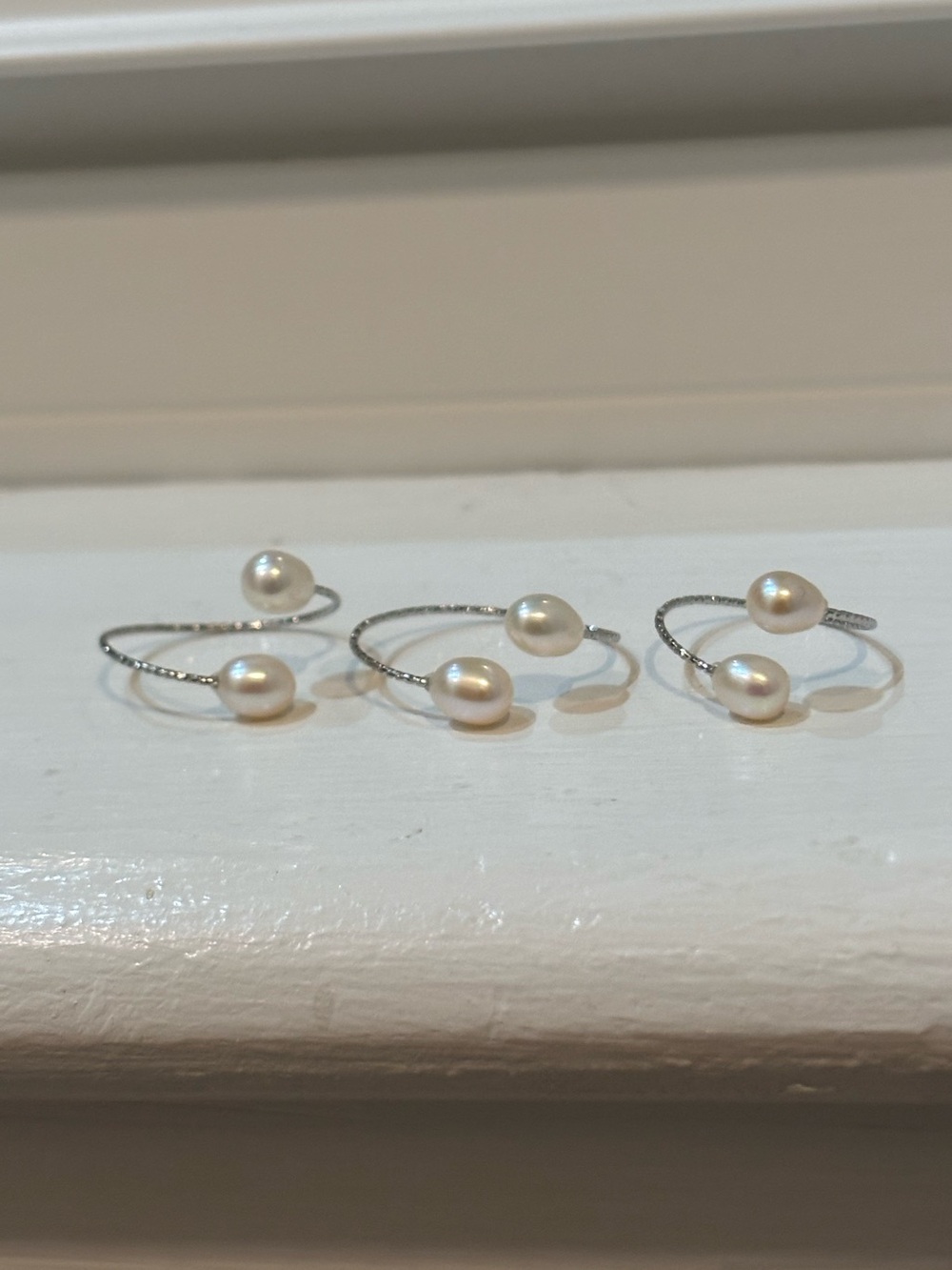 Freshwater Pearl Open Ring in White and Silver